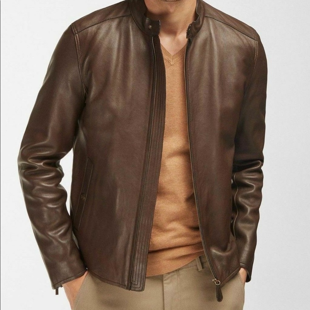 Massimo Dutti Nappa Leather Jacket NWOT